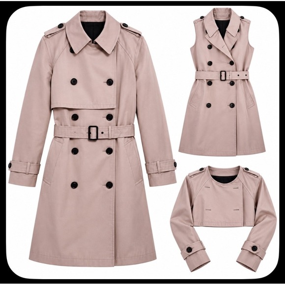 Coach Jackets & Blazers - Rare Coach Convertible Trench Coat Dress XS Quartz Pink Detachable Sleeve $695